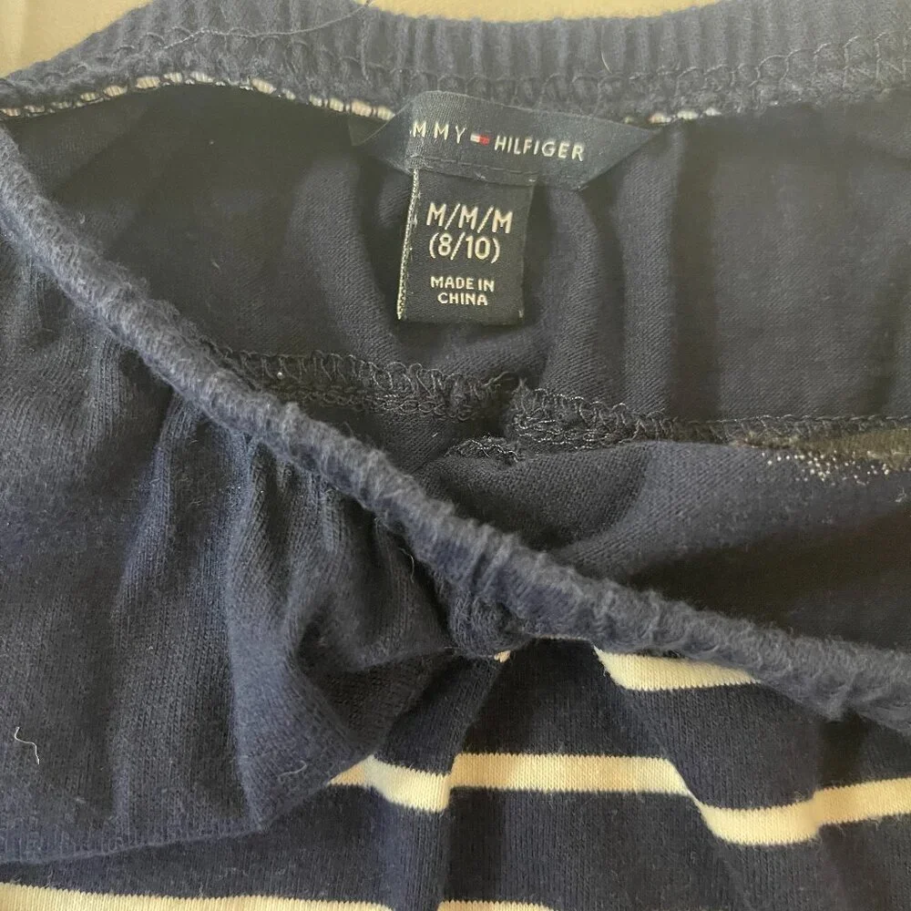 Tommy Hilfiger. Girls' jumpsuit size M (8/10). Striped in blue. Made in China.